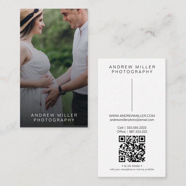 Minimalist photo Business card with QR Code (Front/Back)