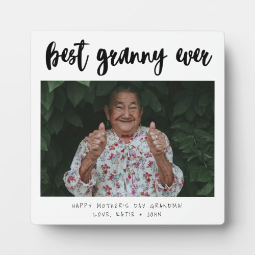 Minimalist Photo Calligraphy Best Granny Ever Gift Plaque
