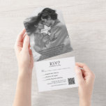 Minimalist Photo Calligraphy QR Code All in One All In One Invitation<br><div class="desc">This minimalist wedding invitation features a blend of elegant calligraphy, serif, and sans-serif fonts. The design also includes a QR code, allowing you to connect your guests with online information in various ways. To personalize this invitation with your own wording, simply use the "Edit this design" box on the right...</div>