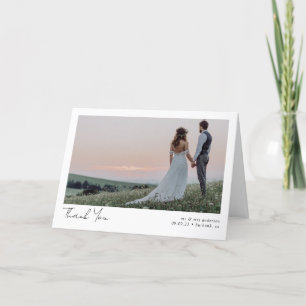Minimalist Photo Calligraphy Wedding Folded Thank You Card