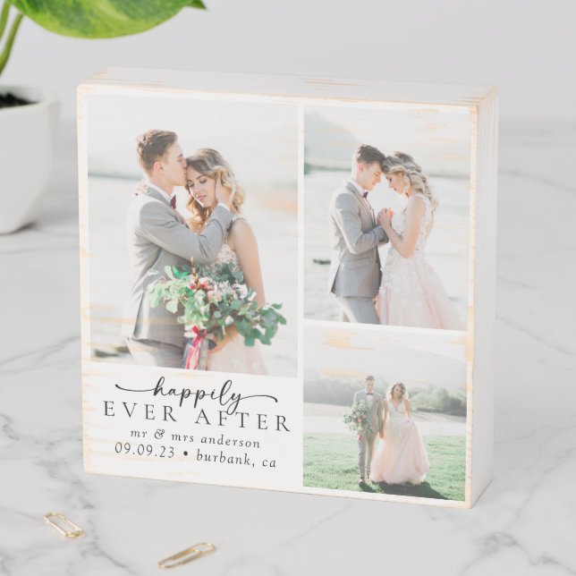 Minimalist Photo Calligraphy Wedding  Wooden Box Sign (In Situ Horizontal)