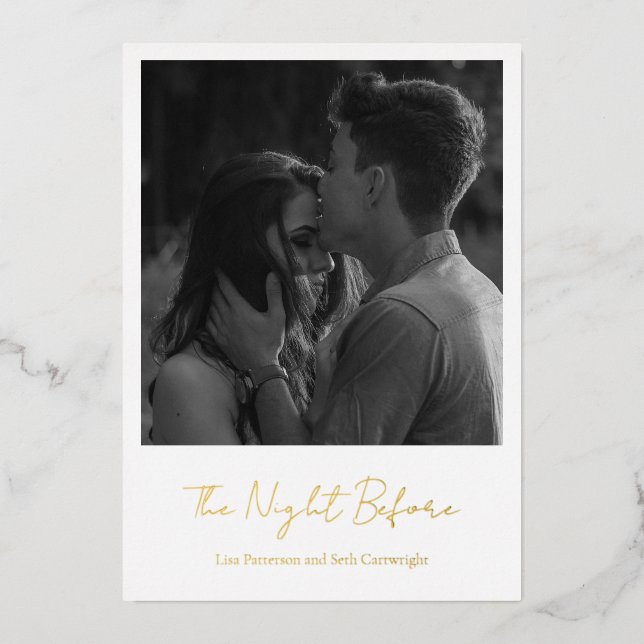 Minimalist Photo Classic Rehearsal Dinner Foil Invitation (Front)