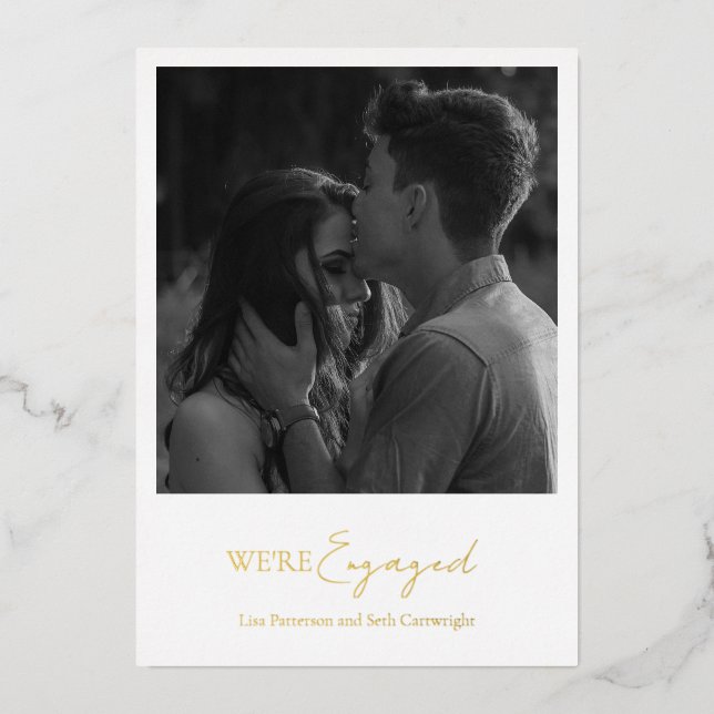 Minimalist Photo Classic Wedding Engagement Party Foil Invitation (Front)