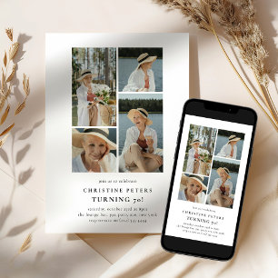 Minimalist Photo Collage 70th Birthday Invitation
