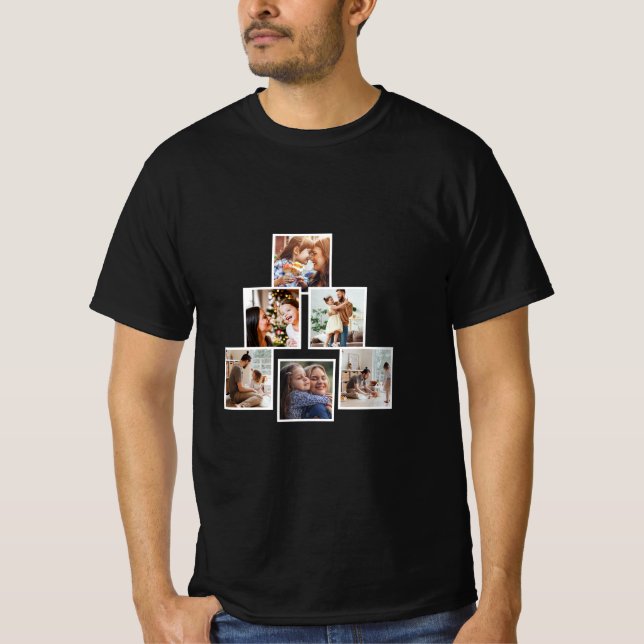 Minimalist Photo Collage Christmas Tree T-Shirt (Front)