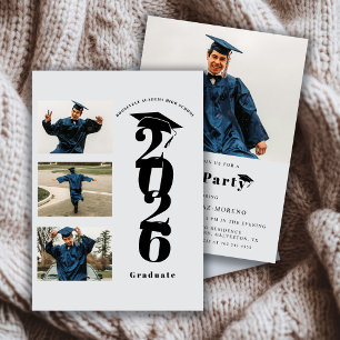 Minimalist Photo Collage Class of 2026 Grad Party Invitation