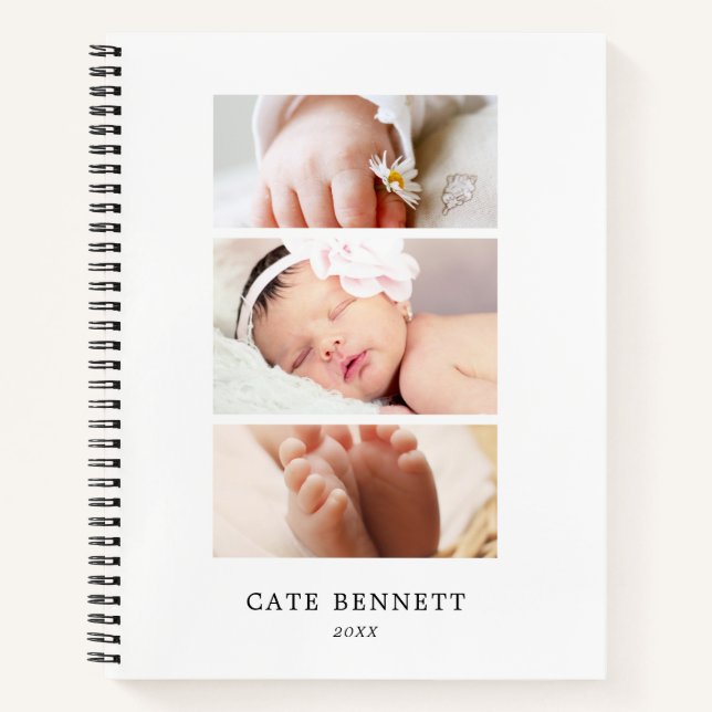 Minimalist Photo Collage - Custom Name Notebook (Front)