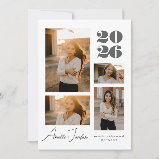 Minimalist Photo Collage Graduation Year Invitation (Front)