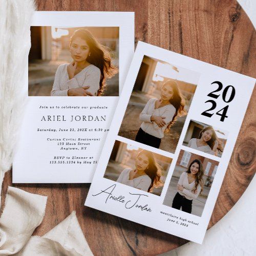 Minimalist Photo Collage Graduation Year Invitation