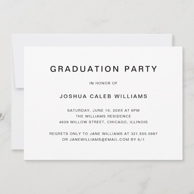 Minimalist Photo Collage Guy Graduation Party Invitation (Back)