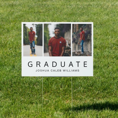 Minimalist Photo Collage Guy Graduation Sign