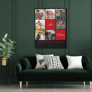 Minimalist Photo Collage Personalized Name Canva Faux Canvas Print