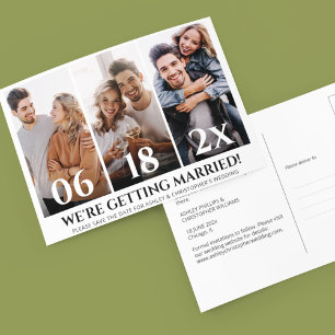 Minimalist Photo Collage Save the Date Postcard