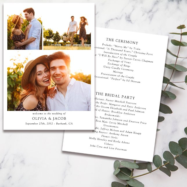 Minimalist Photo Collage Wedding Program (Creator Uploaded)