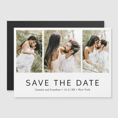 Minimalist Photo Collage Wedding Save The Date Magnetic Invitation