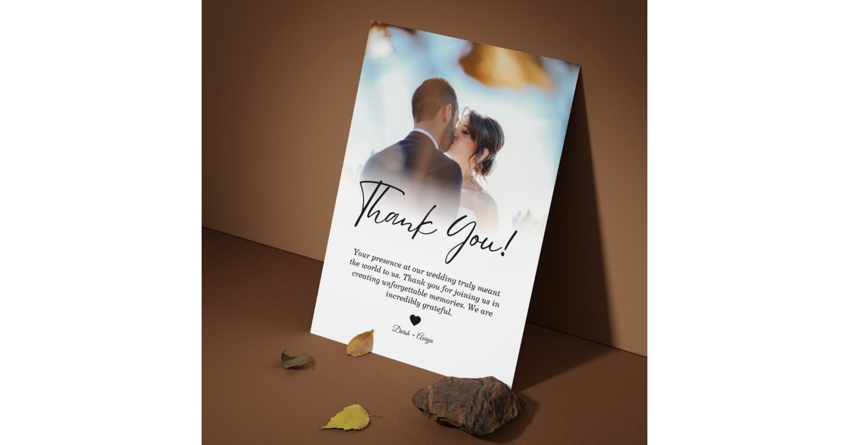 Minimalist Photo Collage Wedding Thank You Card | Zazzle