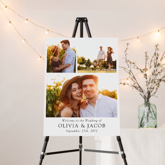 Minimalist Photo Collage Wedding Welcome Sign (In Situ (Stand))