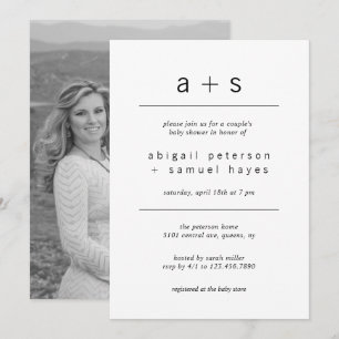 Minimalist Photo Couples Baby Shower Invitation