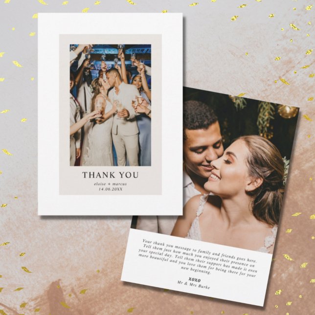Minimalist Photo Custom Message Wedding  Thank You Card (Creator Uploaded)