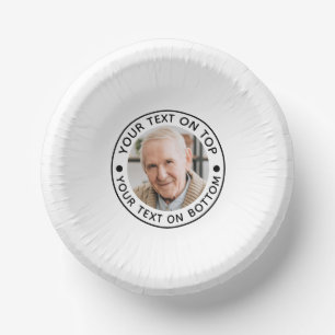 Minimalist Photo Custom Text Colors Paper Bowls