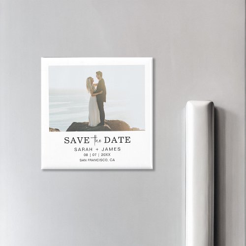 Minimalist Photo Elegant Modern Save The Date Magnet