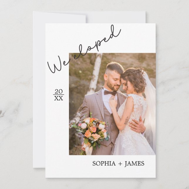 Minimalist Photo Elopement Wedding Announcement (Front)