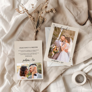 Minimalist Photo Elopement Wedding Part Invitation