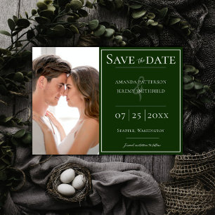 Minimalist Photo Emerald Green Save the Date
