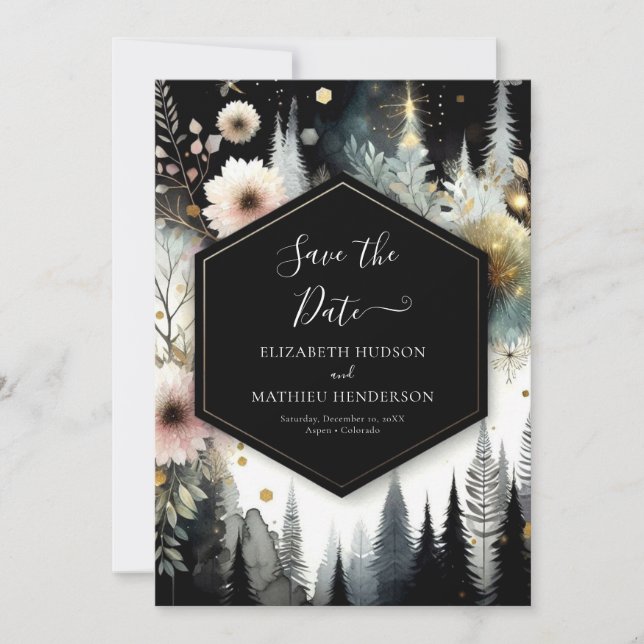 Minimalist Photo Enchanted Forest Wedding Save The Date (Front)