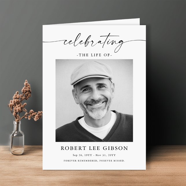 Minimalist Photo Funeral Order of Service Folded Program (Creator Uploaded)