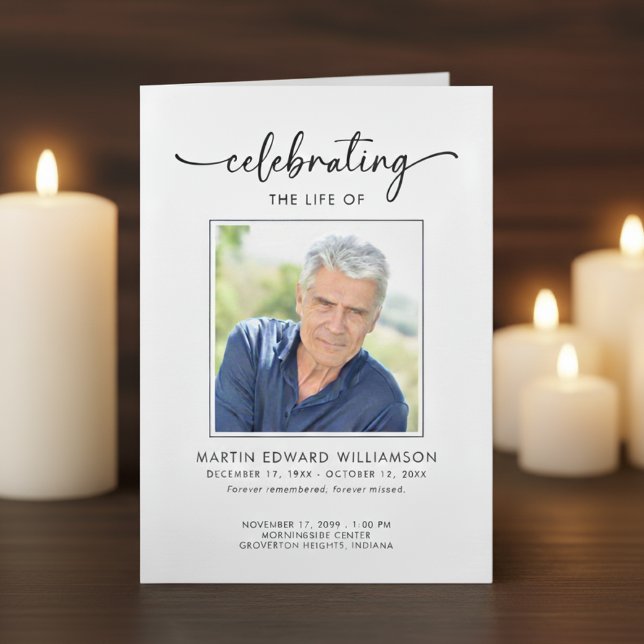 Minimalist Photo Funeral Order of Service Obituary Program (Creator Uploaded)