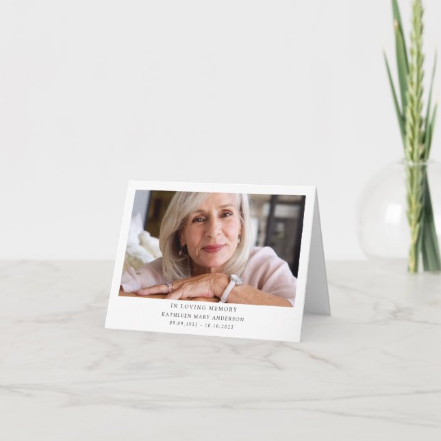 Minimalist Photo Funeral Sympathy Thank You Card (Front)