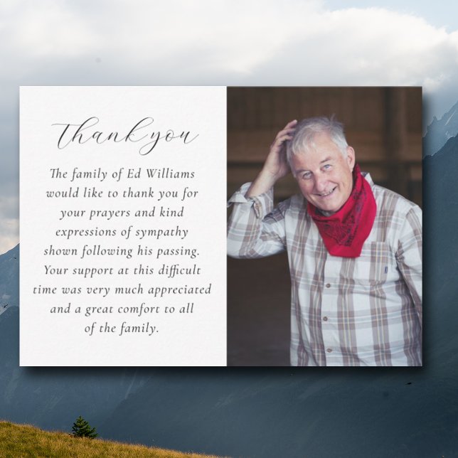 Minimalist Photo Funeral Thank you Card (Creator Uploaded)