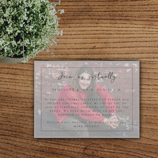 Minimalist Photo Graduation | Gray Enclosure Card (Gray Minimalist Photo Graduation Enclosure Card)
