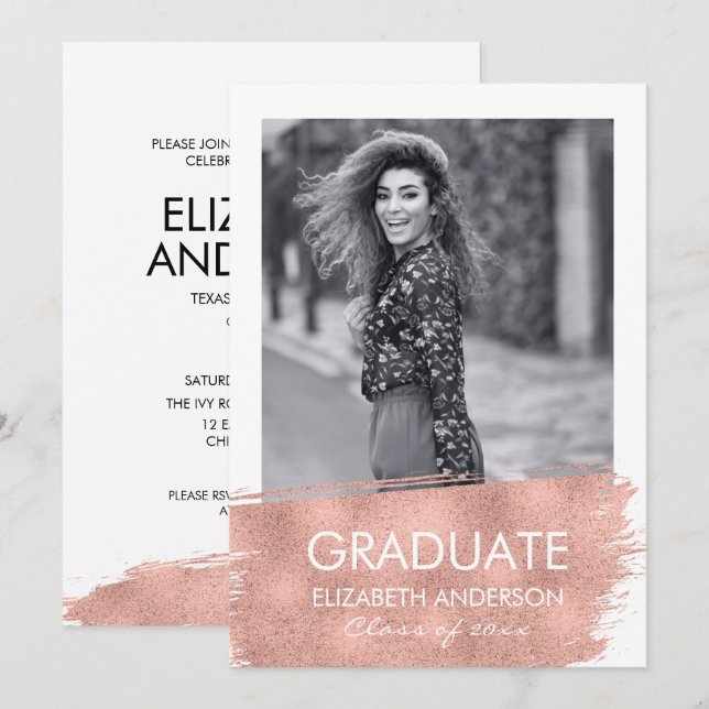 Minimalist Photo Graduation Party Card (Front/Back)