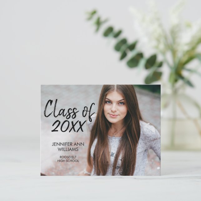 Minimalist Photo Graduation Party Postcard (Standing Front)