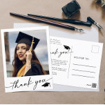 Minimalist Photo Graduation Thank You Postcard<br><div class="desc">Simple,  Minimal Graduation Photo Thank You Postcard. Design features single photo,  thank you handwritten script on the front. Personalize further with your thank you message on the back.</div>