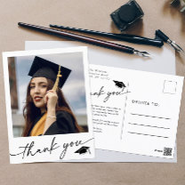 Minimalist Photo Graduation Thank You Postcard