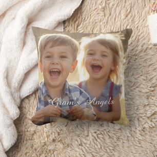 Minimalist Photo Gram's Angels' White Persoanilze Throw Pillow