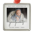 Minimalist Photo Grandparents 1st Christmas Gray