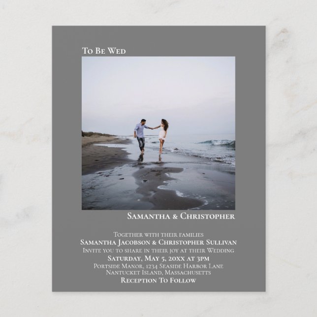 Minimalist Photo Gray BUDGET Wedding Invitation (Front)