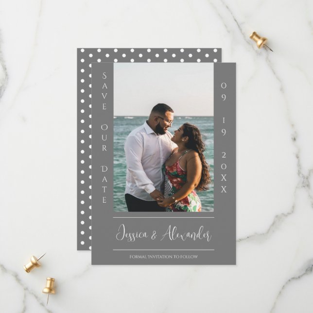 Minimalist Photo | Gray Save The Date (Front/Back In Situ)