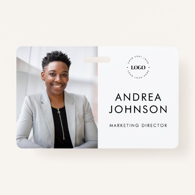 Minimalist Photo ID Card with Custom Logo & Text Badge (Front)