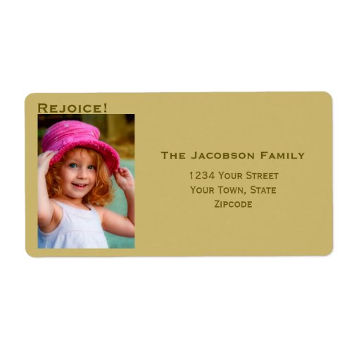 Minimalist Photo Large Gold Holiday Return Address Label