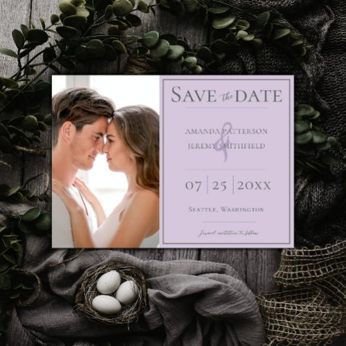 Minimalist Photo  Lavender Save the Date