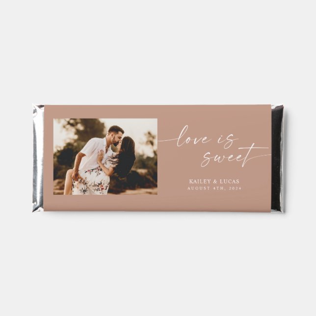 Minimalist Photo Love Is Sweet Wedding Hershey Bar (Front)