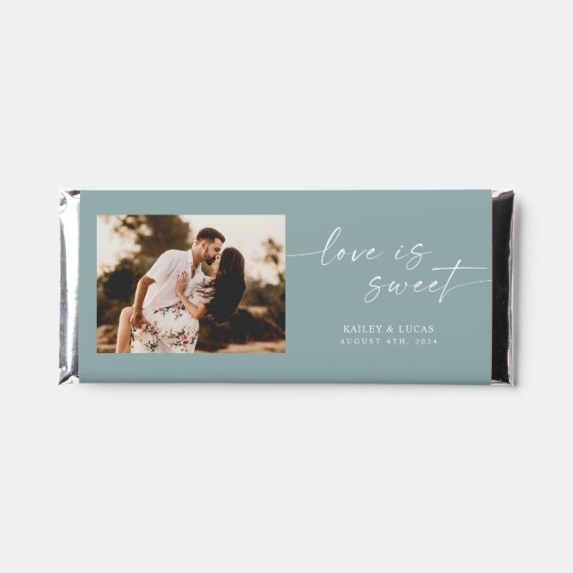 Minimalist Photo Love Is Sweet Wedding Hershey Bar (Front)