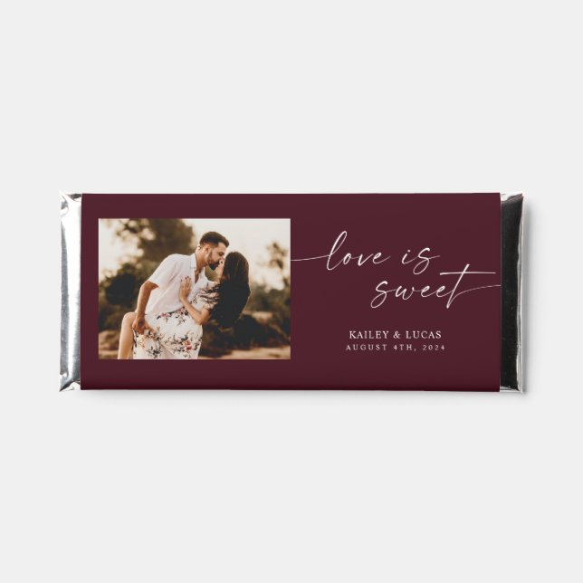 Minimalist Photo Love Is Sweet Wedding Hershey Bar (Front)