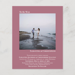 Minimalist Photo Mauve BUDGET Wedding Invitation