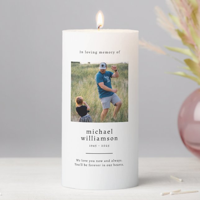 Minimalist Photo Memorial Pillar Candle (In Situ)